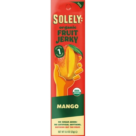 Solely Organic Mango Fruit Jerky - Organic Fruit Snack, Fruit Strip Made From Dried Fruit - Healthy Snacks, Vegan - 0.8 oz, 1 Piece