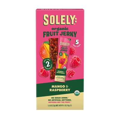 Solely Mango & Raspberry Organic Fruit Snack Jerky, 0.8 oz (5 Count)