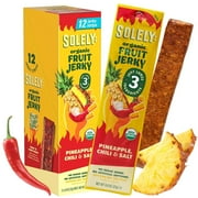 SOLELY Organic Spicy Pineapple Chili and Salt Fruit Jerky, 12 Individually Wrapped Strips, Made from Dried Fruit, Healthy Snacks for All, 0.8oz (23g)