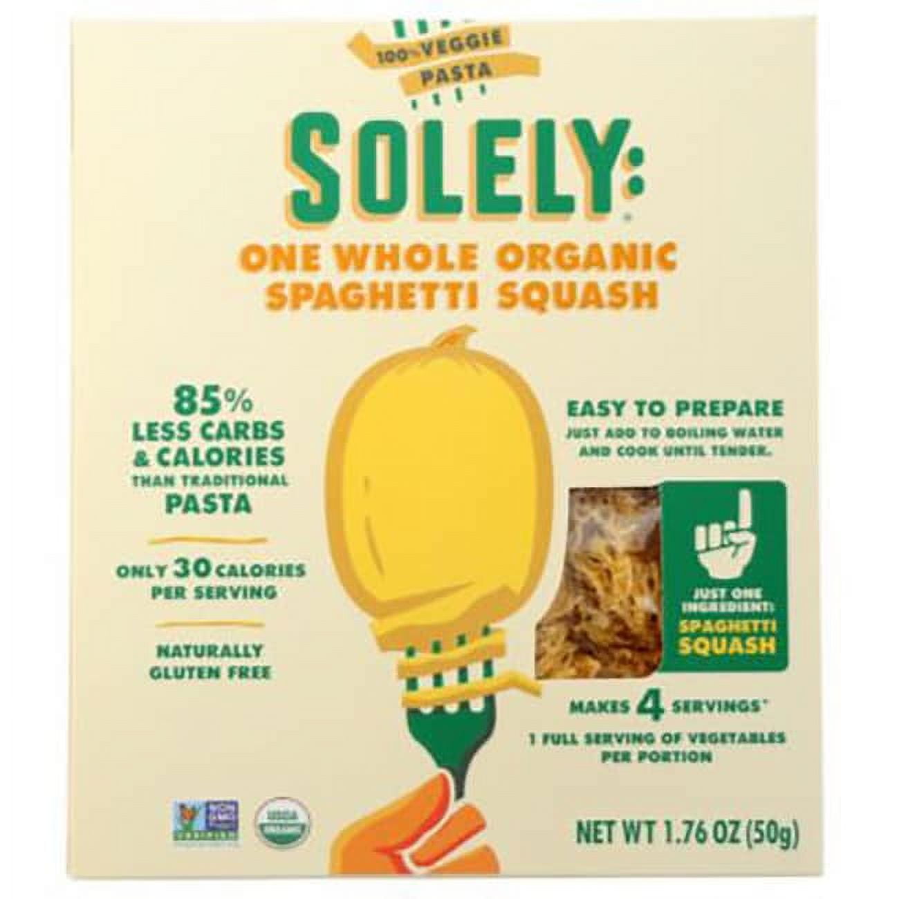 Solely Organic Veggie Pasta, Spaghetti Squash Naturally Gluten Free