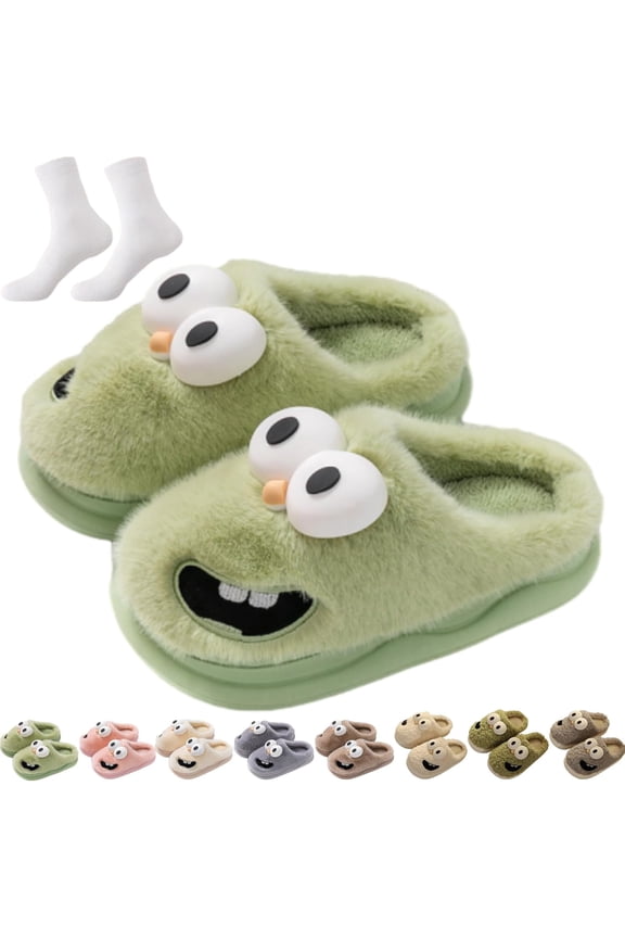 Solemates Slides, Solemate Kissing Slippers For Couples, 3D Big Eye Dog Funny Cartoon Package Head Warm Soft Shoes