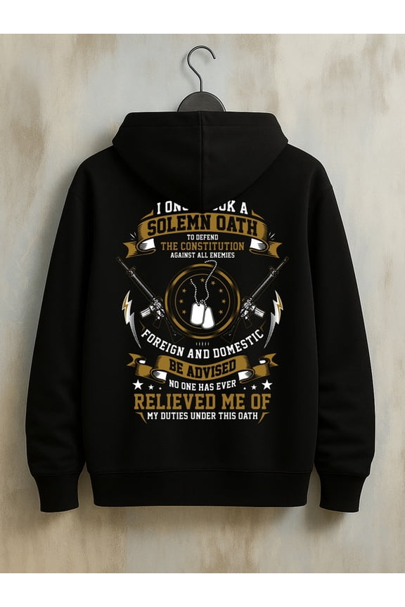 Solemn Oath Hoodie hoodies Veteran for men machine washable black Casual Wear on Weekends winter aesthetic spring elegant halloween streetwear army graphic Original Unisex hoodie