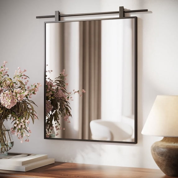 Solene Black Metal Farmhouse Wall Mirror