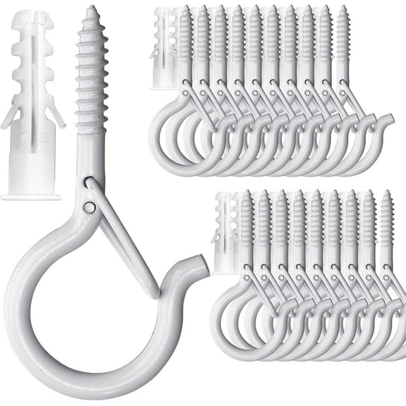 Solennerer 20 Pack Screw in Hooks for Hanging Lights Plants, 2.2 Inch White Q-Hanger Cup Hooks Screw Ceiling Hooks Eye Hook, Wall Ceiling Mount