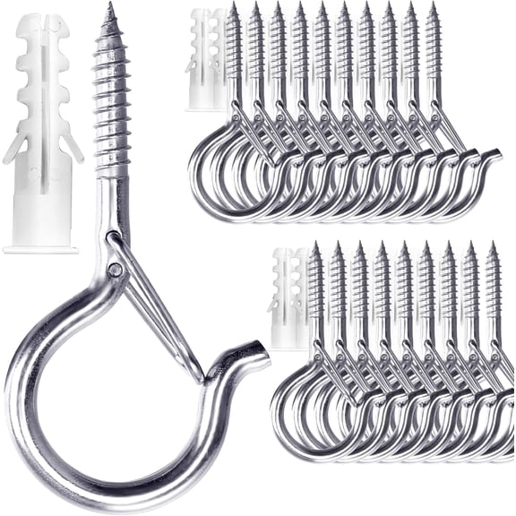 Solennerer 20 Pack Screw in Hooks for Hanging Lights Plants, 2.2 Inch White Q-Hanger Cup Hooks Screw Ceiling Hooks Eye Hook, Wall Ceiling Mount