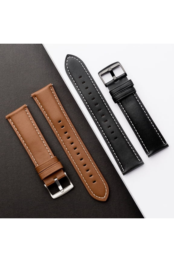22mm Leather Watch Band Quick Release Genuine Leather Replacement Watch Straps with Stainless Steel Buckle and Spring Bar