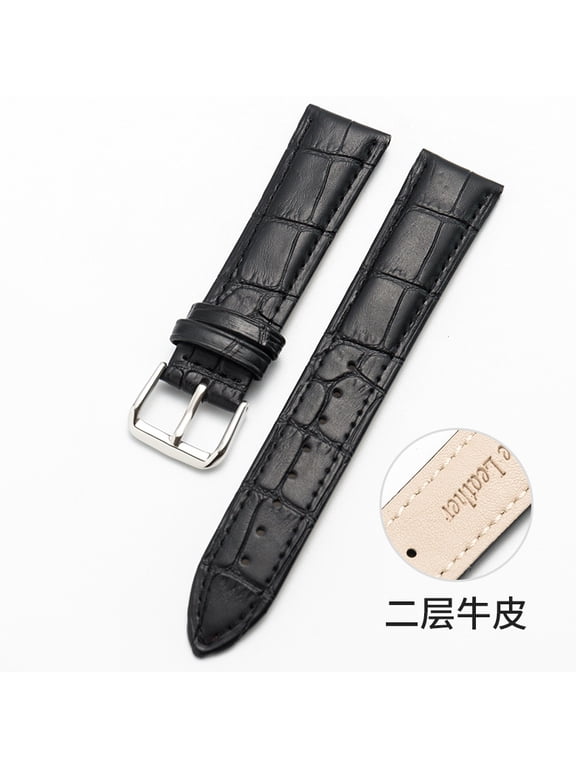 Leather Watch band Alligator Grain Calfskin Replacement Strap Stainless Steel Buckle Bracelet for Men Women-18mm 19mm 20mm 21mm 22mm 24mm