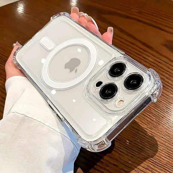 Solennerer Luxury Magnetic Wireless Charge For Magsafe Case for iPhone 11 12 13 14 15 16 Pro Max Plus Transparent Shockproof Bumper Cover