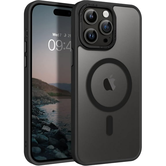 Solennerer Magnetic for iPhone 14 Pro Case [Compatible with Magsafe] Translucent Matte 14 Pro Phone Case Slim Thin Shockproof Women Men Girls Boys Protective Cover Cases for iPhone14 Pro 6.1", Black