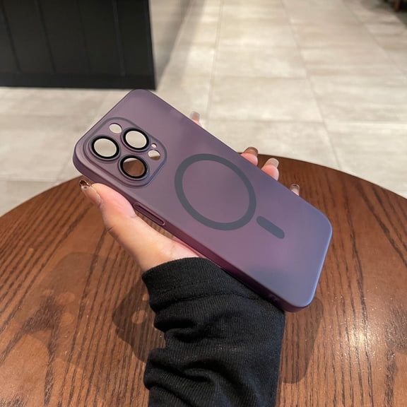 Solennerer Phone Case Applicable for IPhone 15promax Mobile Phone Case Ice Mist Magnetic Suction IPhone14 with Its Own Lens Film PC Matte Case