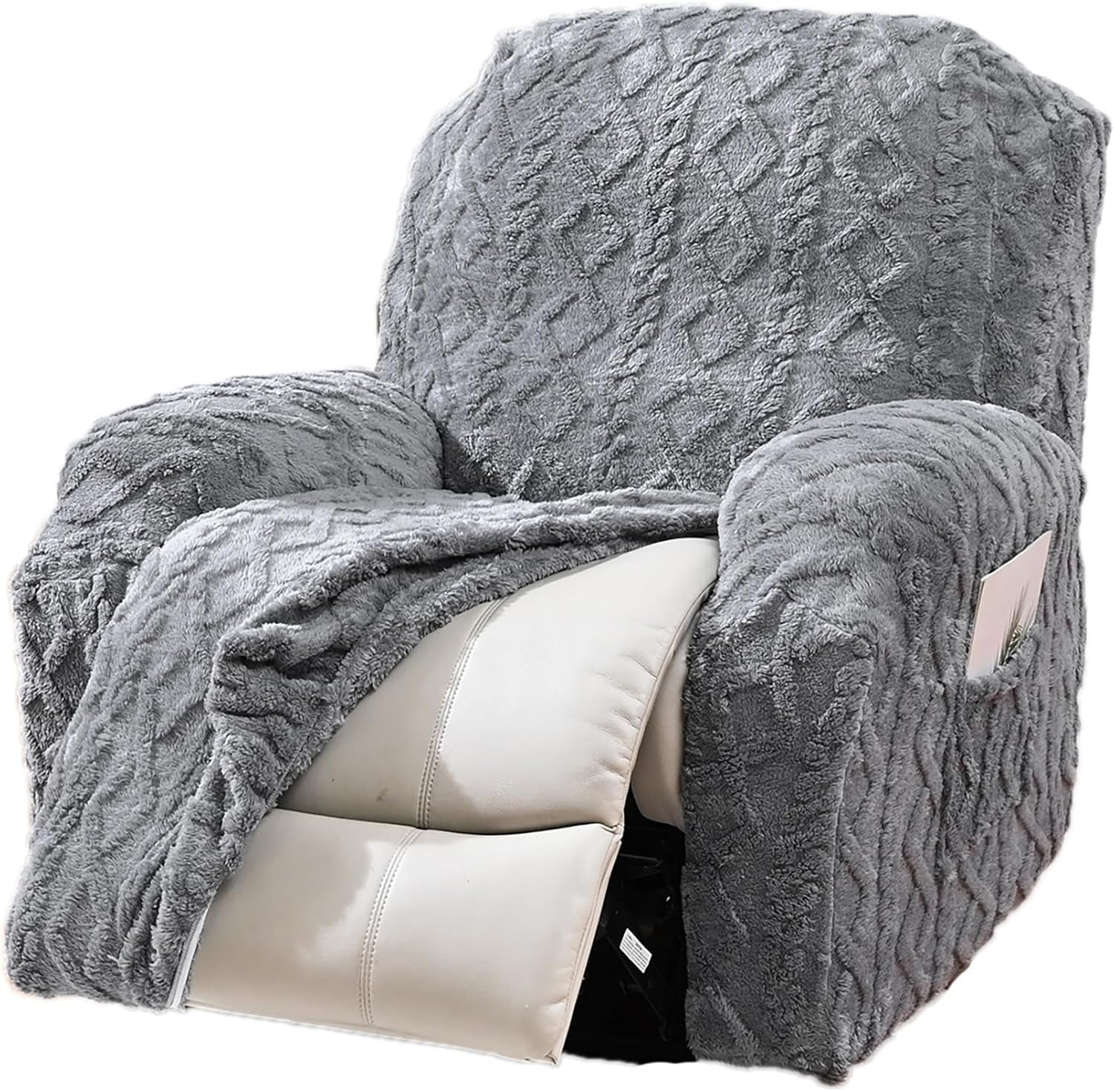 Solennerer Recliner Chair Covers 4-Pieces Reclining Chair Slipcovers with Pocket& Elastic Bottom, Soft Feel Fitted Lazy Boy Sofa Couch Cover Washable, Stretch Recliner Furniture Protector