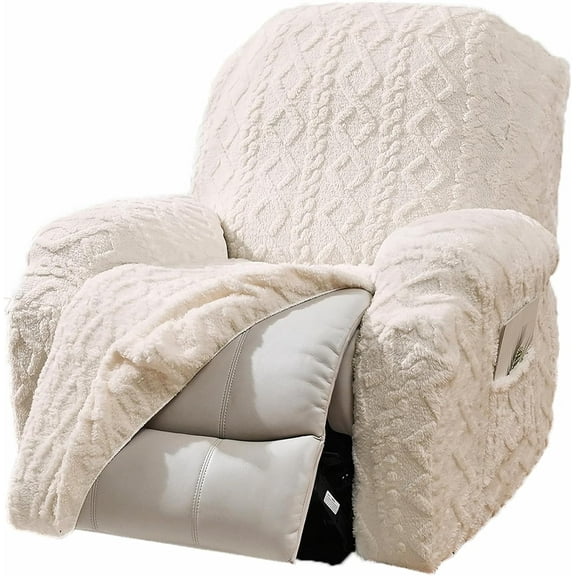 Solennerer Recliner Chair Covers 4-Pieces Reclining Chair Slipcovers with Pocket& Elastic Bottom, Soft Feel Fitted Lazy Boy Sofa Couch Cover Washable, Stretch Recliner Furniture Protector