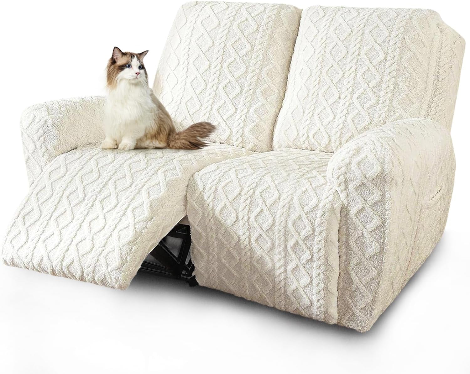 Solennerer Recliner Chair Covers 4-Pieces Reclining Chair Slipcovers with Pocket& Elastic Bottom, Soft Feel Fitted Lazy Boy Sofa Couch Cover Washable, Stretch Recliner Furniture Protector