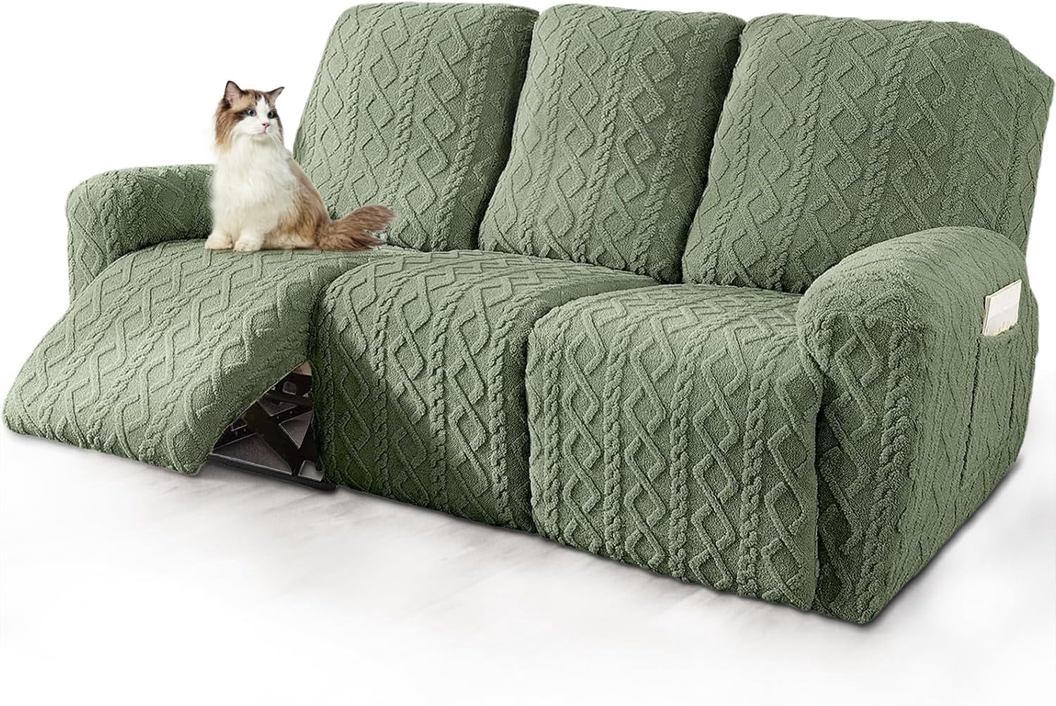 Solennerer Recliner Chair Covers 4-Pieces Reclining Chair Slipcovers with Pocket& Elastic Bottom, Soft Feel Fitted Lazy Boy Sofa Couch Cover Washable, Stretch Recliner Furniture Protector