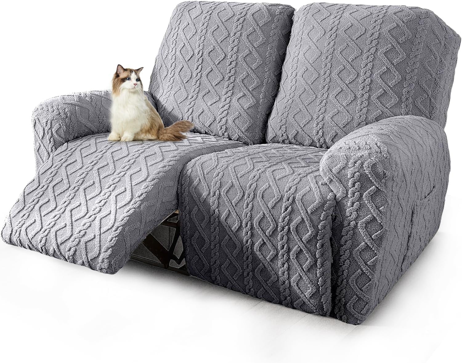 Solennerer Recliner Chair Covers 4-Pieces Reclining Chair Slipcovers with Pocket& Elastic Bottom, Soft Feel Fitted Lazy Boy Sofa Couch Cover Washable, Stretch Recliner Furniture Protector