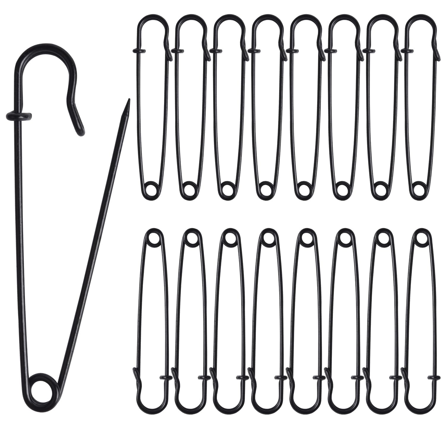 Solennerer Safety Pins Extra Large Heavy Duty - 20PCS 3Inch Blanket Pins, Strong & Sturdy Bulk Pins for Blankets, Skirts, Crafts, Kilts - Black