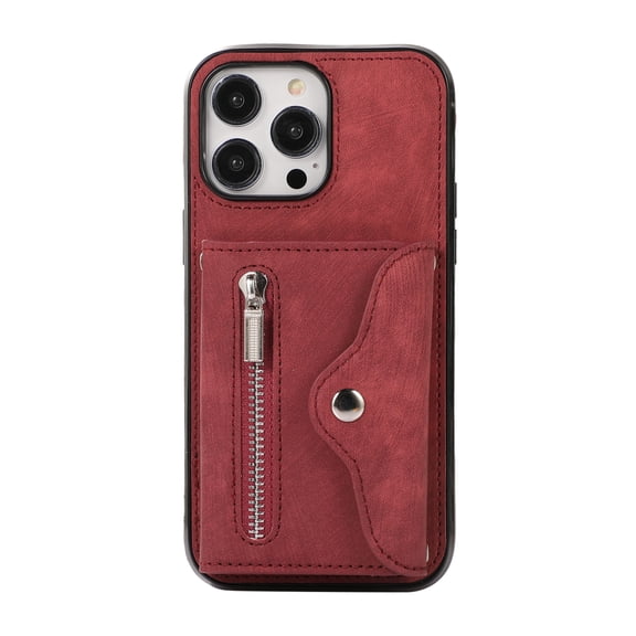 Solennerer Wallet Case for iPhone 16 Pro Max/16 Pro/16 Plus/16, Stylish Zipper Leather Case with Organ Card Holder Shoulder Strap Shockproof Cover
