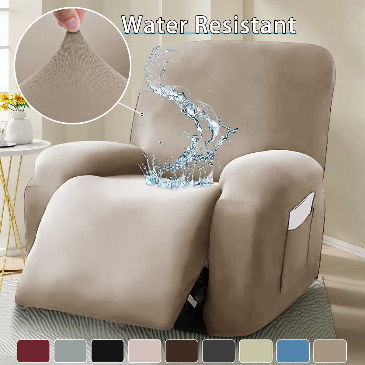 Solennerer Waterproof Recliner Loveseat Cover,Stretch Reclining Sofa Covers with Pockets,Washable Lazy Boy Recliner Slipcovers,Leakproof Couch Protector for Kids, Pets, Dog and Cat