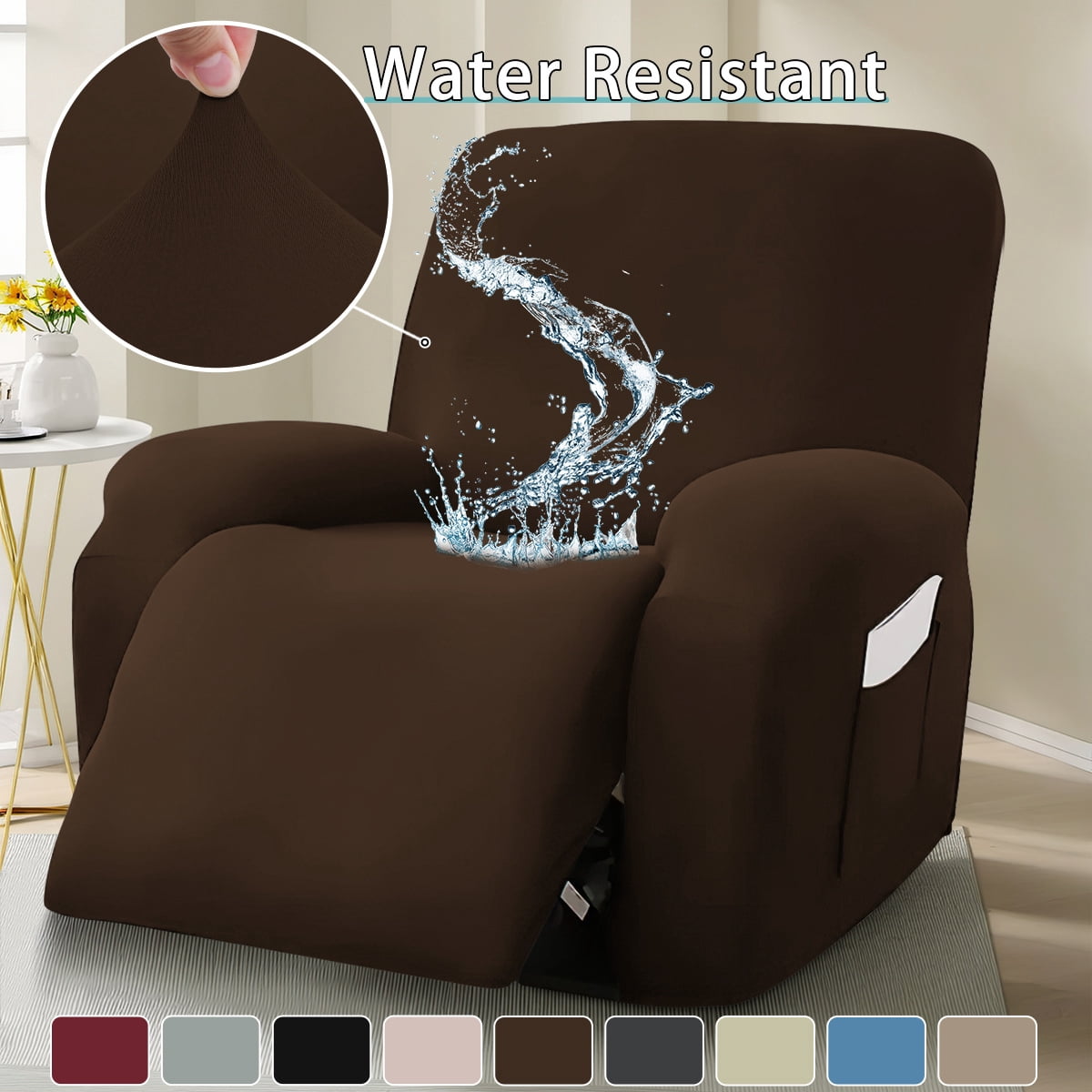 Solennerer Waterproof Recliner Loveseat Cover,Stretch Reclining Sofa Covers with Pockets,Washable Lazy Boy Recliner Slipcovers,Leakproof Couch Protector for Kids, Pets, Dog and Cat