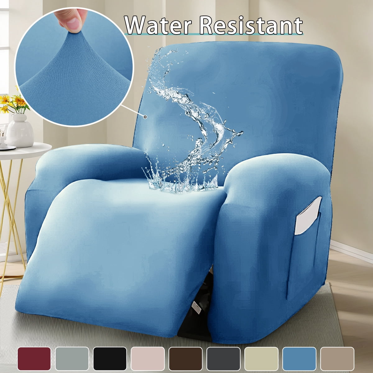 Solennerer Waterproof Recliner Loveseat Cover,Stretch Reclining Sofa Covers with Pockets,Washable Lazy Boy Recliner Slipcovers,Leakproof Couch Protector for Kids, Pets, Dog and Cat
