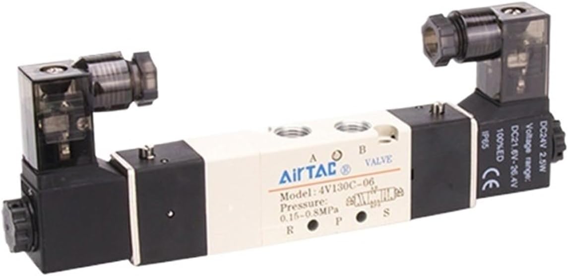 CAAUYXZW Elettrovalvola Elettrovalvola a Tre Posizioni e Cinque Vie 4V130C- 06/4V130E-06/4V13(4V130E-06 DC24V