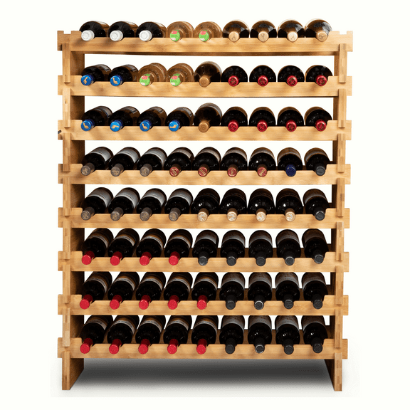 Solentra Modular Wooden Wine Rack, Stackable 72-Bottle Capacity, Expandable Wood Wine Storage Organizer for Home, Kitchen, Cellar, or Bar