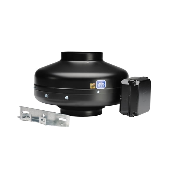 Soler & Palau S&P PV-100X Powervent Inline Duct Exhaust Fan, galvanized steel w/black baked enamel, 4" Round CA3