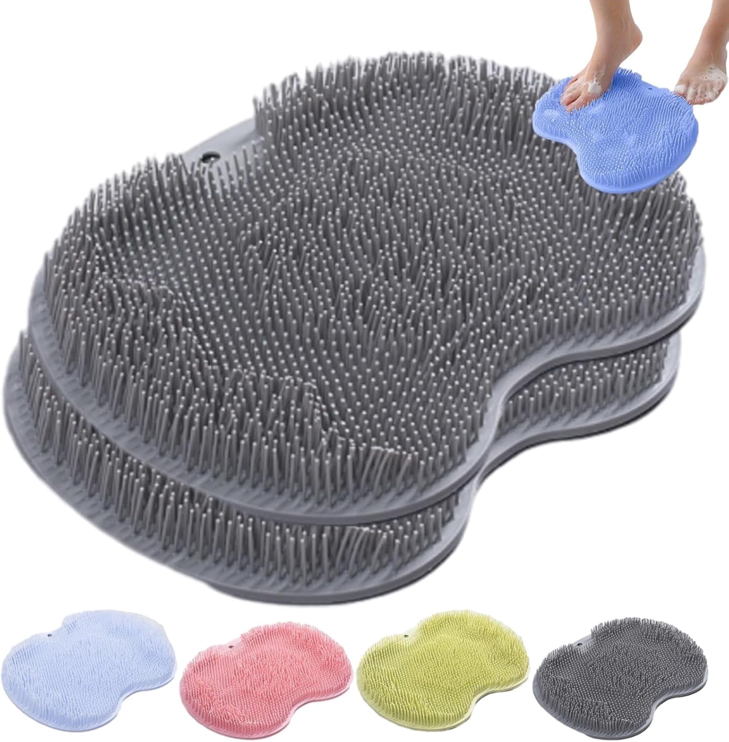 Hands-Free Silicone Foot Scrubber Mat with Suction Cups, Non-Slip ...