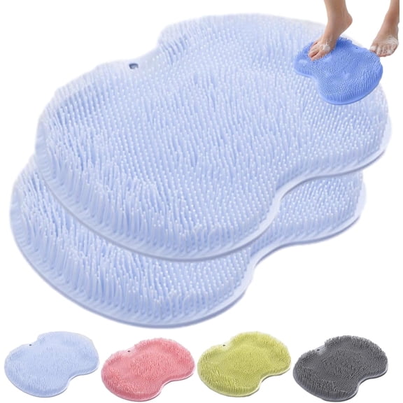 Hands-Free Silicone Foot Scrubber Mat with Suction Cups, Non-Slip Exfoliating Shower Pad for Foot Cleaning, Bathtub and Shower Drain Mat