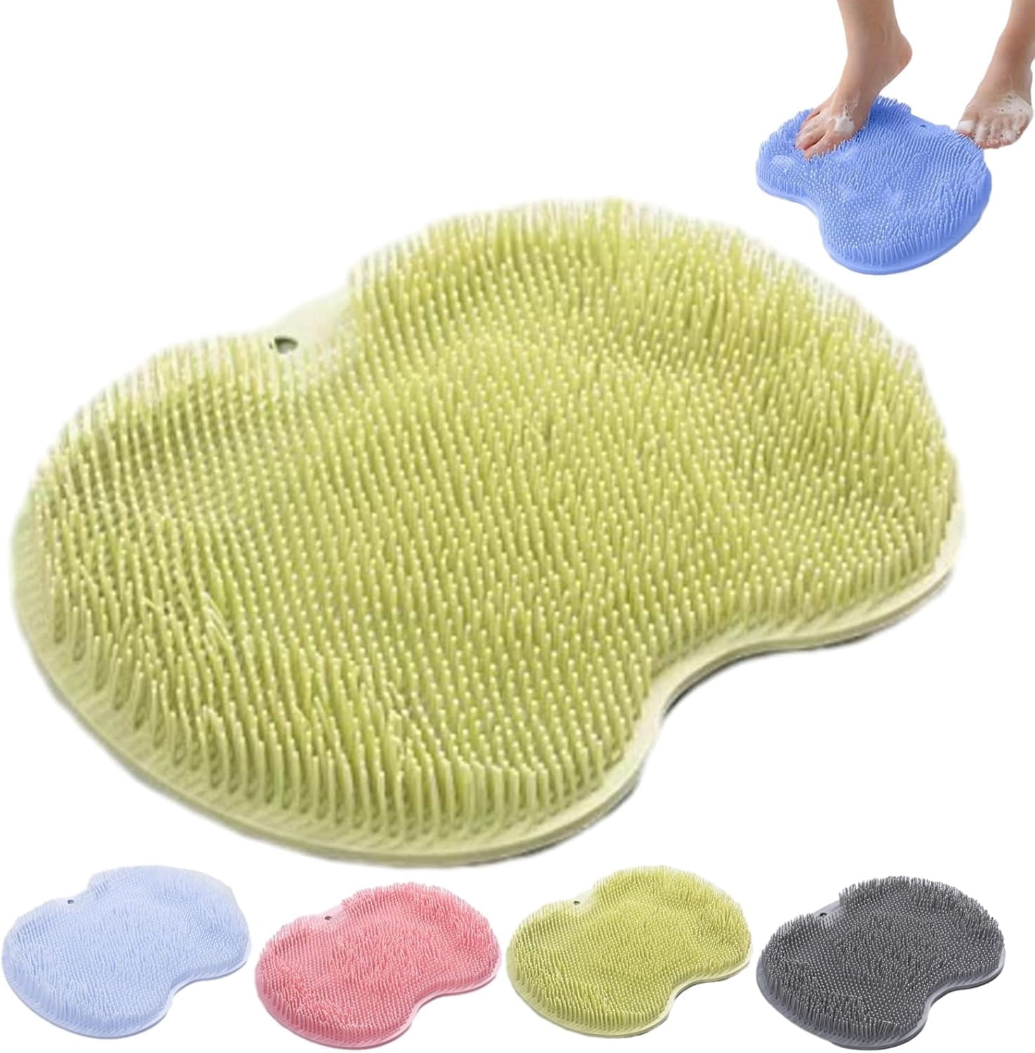 Hands-Free Silicone Foot Scrubber Mat with Suction Cups, Non-Slip ...