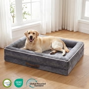 Extra Large Orthopedic Dog Bed Waterproof Pet Sofa Bed Four-Sided Bolster Cushion with Removable Washable Cover for Big Dogs Gray