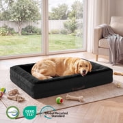 Extra Large Orthopedic Dog Bed Waterproof Pet Sofa Bed Four-Sided Bolster Cushion with Removable Washable Cover for Big Dogs Black