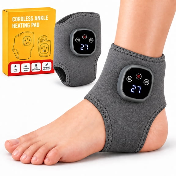 Soleva Foot Massager, Cordless Heated Wrap with Adjustable Vibration Modes, USB Rechargeable Foot Care Device for Home, Office and Travel