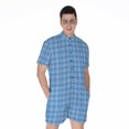 thumbnail image 1 of Solf Blue Tattersall Pattern Short Sleeve Men'S Rompers Casual Summer Jumpsuits Outfit, 1 of 4