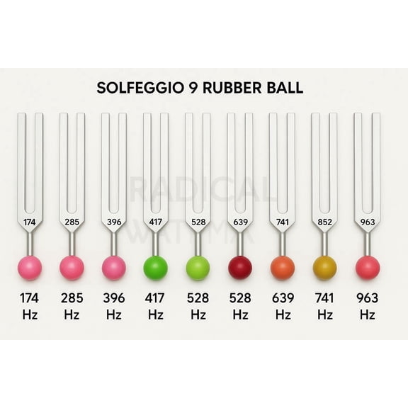 🌟 Solfeggio Tuning Forks – 9 Fork Complete Healing Set with Rubber Ball Ends