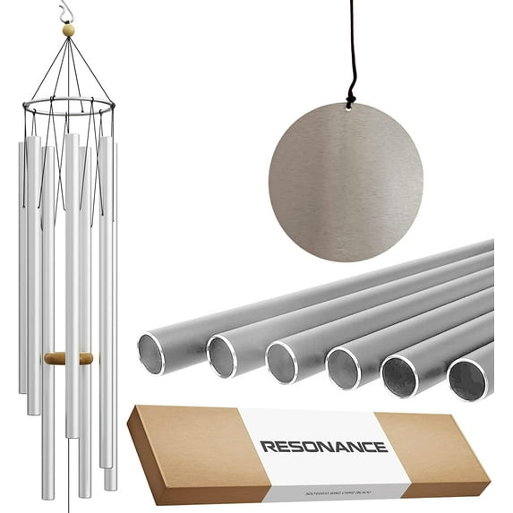 Solfeggio Wind Chimes 528hz Healing Tones Frequencies 44 inch Silver