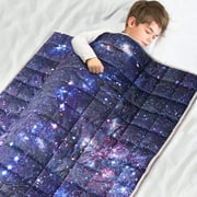 Solfres 5lbs Weighted Blanket for Kids, 36 x 41 Inches, Minky Printing Heavy Blanket 5 Pounds for Children and Teens Sleeping Ultra Soft and Cozy, Stars, Sensory Items for Sleep, Universe Galaxy