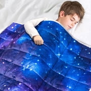 Solfres 7 lb Weighted Blanket for Kids & Teens, 41 x 60 Inch Ultra Soft Heavy Blanket, Cozy Sensory Blanket with Nebula Galaxy Stars Print