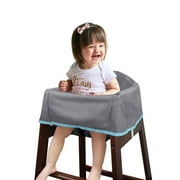 Solfres Dual-Belt High Chair Cover, Baby High Chair Cover, Upgrade Version, for Wooden or Restaurant High Chair, Sturdy and Robust Material, Gray Rainbow