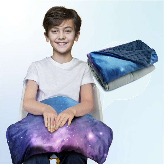 Solfres Small Weighted Lap Pad Blanket Throw for Kids Boys Teens 20in x 23in 5 Lbs Sleep