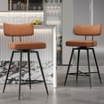 thumbnail image 1 of Solfway 26" Swivel Barstools Set of 2, PU Leather Counter Height Bar Stools, Bar Chairs with Metal Footrest for Kitchen Island, Brown, 1 of 5