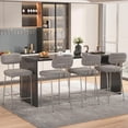 thumbnail image 1 of Genpo Counter Height Bar Stools Set of 4, 26" Gray Bar Stools with Back and Metal Legs, Fabric Kitchen Counter Stools with Footrest and Wide Seat, Bar Chairs for Kitchen Island, 1 of 7