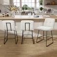 thumbnail image 1 of Solfway Bar Stools Set of 3, 26 inch Counter Height Bar Stools with Back, Modern White Velvet Bar Chairs for Kitchen Island with Metal Legs and Footrest, 1 of 5