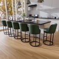 thumbnail image 1 of Genpo Bar Stools Set of 6, 26 inch Counter Height Bar Stools, Swivel Green Leather Barstools with Backs, Round Base, Footrest, Metal Legs for Kitchen Island, 1 of 7