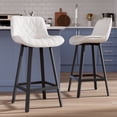 thumbnail image 1 of Genpo Bar Stools Set of 2, 26 Inch Barstools with Metal Legs, White Leather Farmhouse Upholstered Counter Height Bar Stool for Kitchen, Dining, Bar, 1 of 10