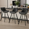 thumbnail image 1 of Solfway Bar Stools Set of 3, 26" Kitchen Counter Height Bar Stools with Back Metal Legs and Footrest, Black Leather Barstools for Kitchen Island, 1 of 10