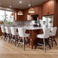 thumbnail image 1 of Genpo Bar Stools Set of 6, 26 Inch Barstools with Metal Legs, White Leather Farmhouse Swivel Counter Height Bar Stool for Kitchen, Dining, Bar, 1 of 10