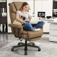 thumbnail image 1 of Solfway Big and Tall Office Chair 400lbs, Reclining Home Office Desk Chair with Footrest for Adult, High Back Wide Seat Executive Computer Chair, Brown, 1 of 9