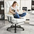 thumbnail image 1 of Solfway Big and Tall Office Chair 400lbs, Reclining Home Office Desk Chair with Footrest for Adult, High Back Wide Seat Executive Computer Chair, White, 1 of 9