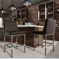 thumbnail image 1 of Solfway Counter Height Bar Stools Set of 2, 26" Industrial Kitchen Counter Height Stools with Back, Black Leather Barstools with Padded Seat and Painted Metal Frame for Kitchen Island, 1 of 8